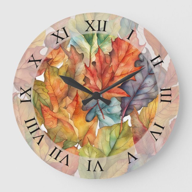 Colourful Autumn Leaves  Large Clock (Front)