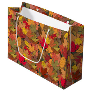 Colourful autumn leaves large gift bag