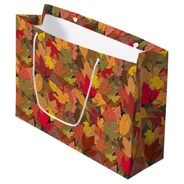 Colourful autumn leaves large gift bag (Front Angled)