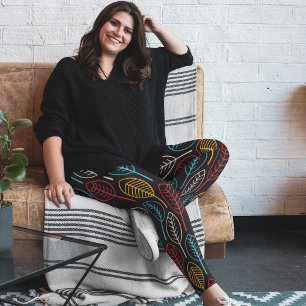 Colourful autumn leaves leggings