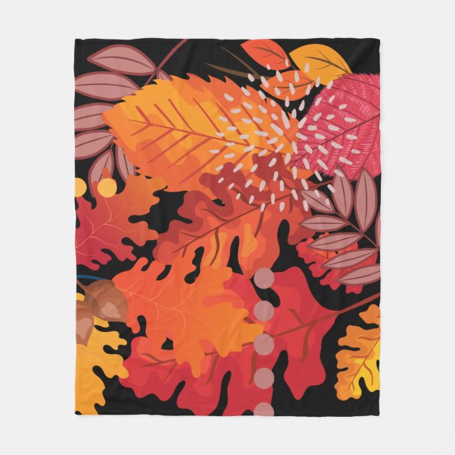 Colourful Autumn Leaves Medley Fleece Blanket (Front)