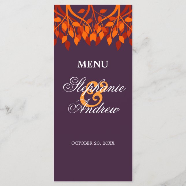 Colourful Autumn Leaves Menu Card (Front)