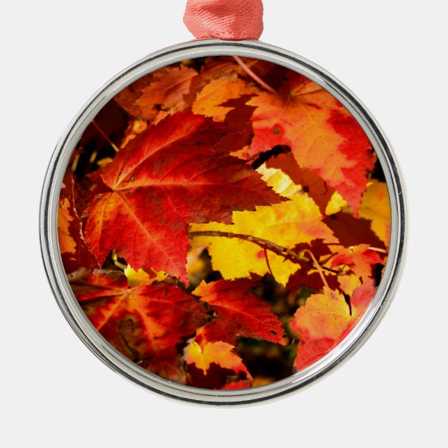 Colourful Autumn Leaves Metal Tree Decoration (Front)