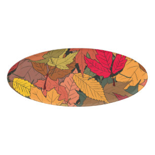 Colourful autumn leaves name tag