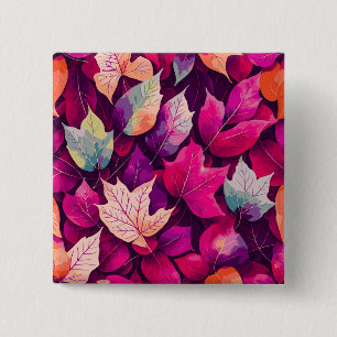 Colourful Autumn Leaves Pattern-68218 15 Cm Square Badge