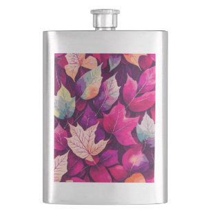 Colourful Autumn Leaves Pattern-68218 Hip Flask