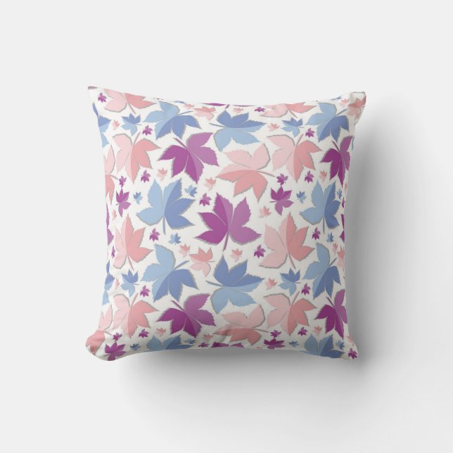 Colourful Autumn Leaves Pattern Cushion (Front)