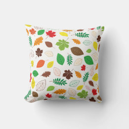 Colourful Autumn Leaves Pattern Cushion