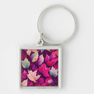 Colourful Autumn Leaves Pattern  Key Ring
