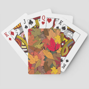 Colourful autumn leaves playing cards
