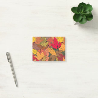 Colourful autumn leaves post-it notes