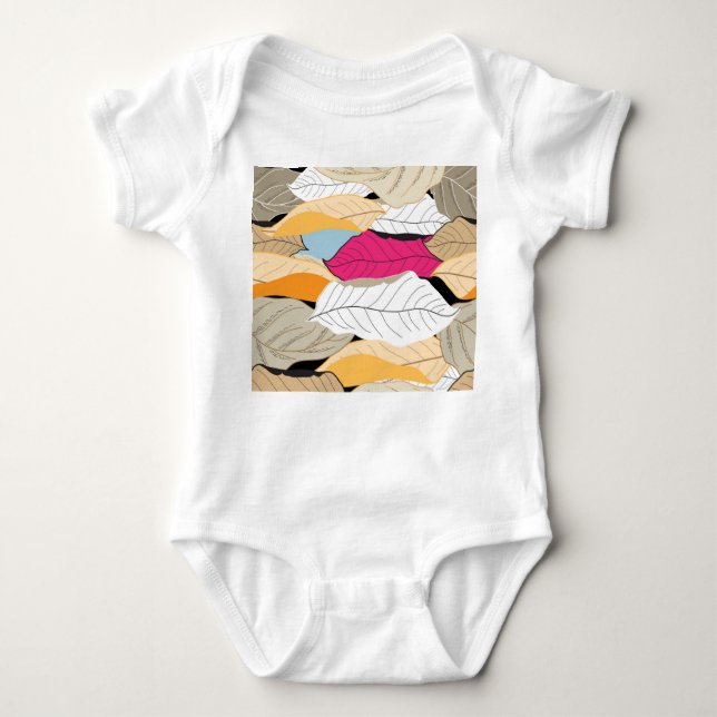 Colourful autumn leaves, seamless pattern. baby bodysuit (Front)