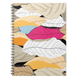 Colourful autumn leaves, seamless pattern. notebook