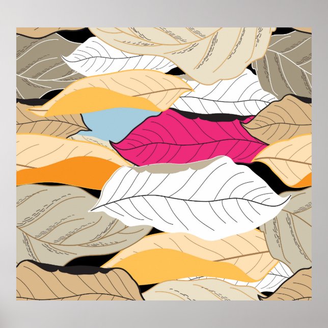 Colourful autumn leaves, seamless pattern. poster (Front)