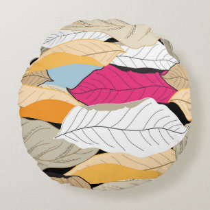 Colourful autumn leaves, seamless pattern. round cushion