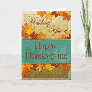 Colourful Autumn Leaves Thanksgiving Card for Son