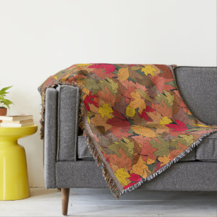 Colourful autumn leaves throw blanket
