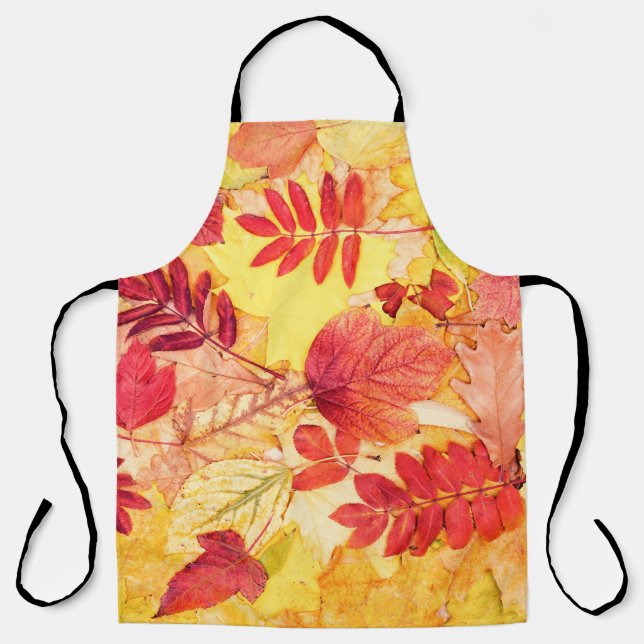 Colourful autumn leaves. Tree fallen leaf pattern. Apron (Front)