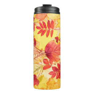 Colourful autumn leaves. Tree fallen leaf pattern. Thermal Tumbler