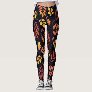 Colourful Autumn Leaves Watercolor Pattern Leggings