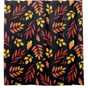 Colourful Autumn Leaves Watercolor Pattern Shower Curtain