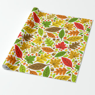 Colourful Autumn Leaves Wrapping Paper
