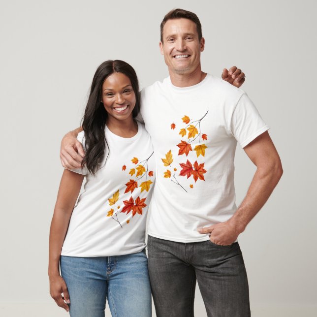 Colourful Autumn Maple Leaves T-Shirt (Unisex)