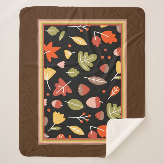 Colourful Autumn Pattern Sherpa Blanket (Front)