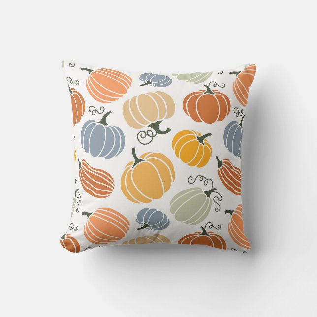 Colourful Autumn Pumpkins Pattern Cushion (Front)