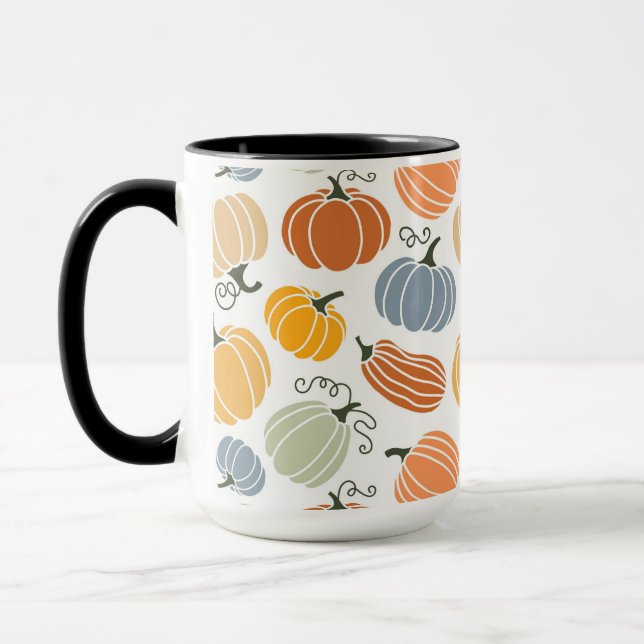 Colourful Autumn Pumpkins Pattern Mug (Left)