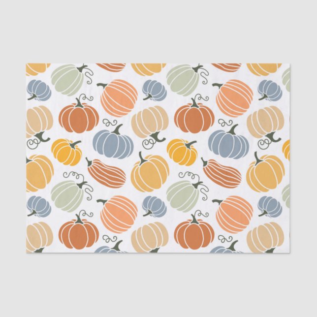 Colourful Autumn Pumpkins Pattern Tissue Paper (Front)