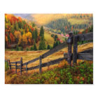 Colourful Autumn Scene With Fence In Transylvania