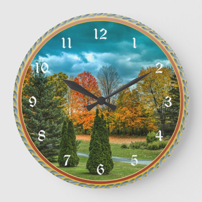 Colourful Autumn Scenic Photo Large Clock (Front)