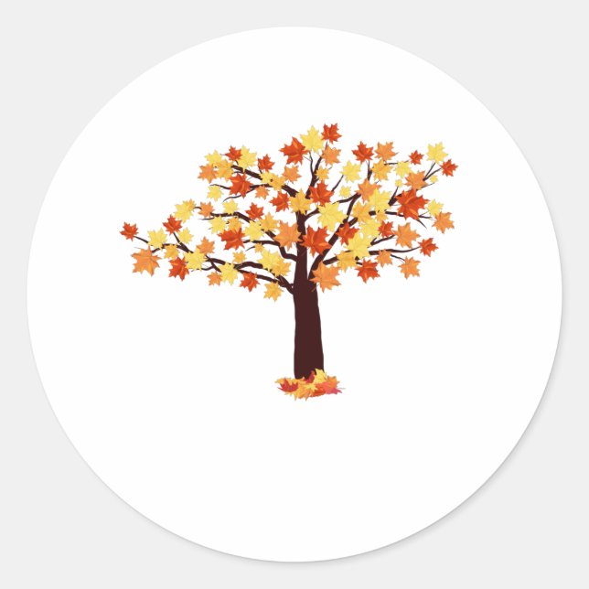 Colourful autumn tree orange red leaves fall time classic round sticker (Front)