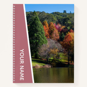 Colourful Autumn Trees, Botanical Rose Gold Notebook