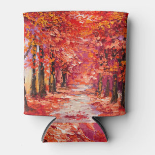 Colourful autumn trees, impressionist oil painting can cooler