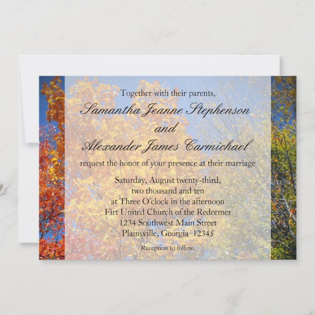 Colourful Autumn Trees Invitation (Front)