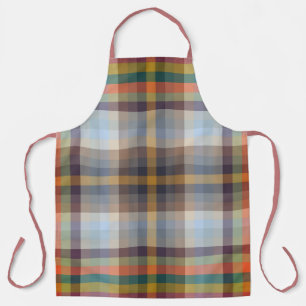 Colourful Autumn Winter Coloured Chequered Pattern Apron