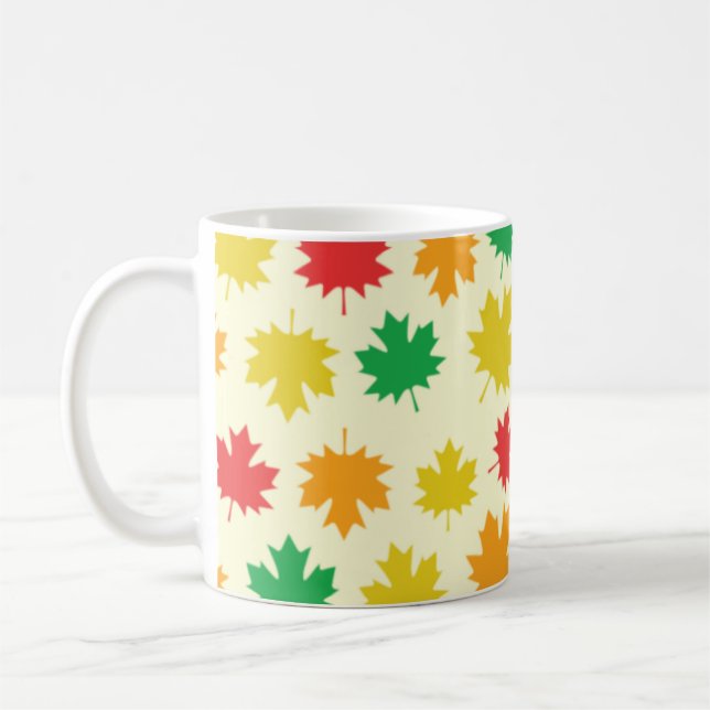 Colourful Autumnal Leafs - Nature Pattern Coffee Mug (Left)