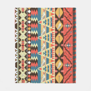 Colourful Aztec: birds, flowers pattern. Fleece Blanket