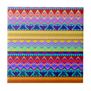 Colourful Aztec Design Tile
