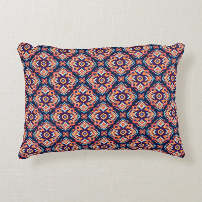 Colourful Aztec Geometric Pattern Decorative Cushion (Front)