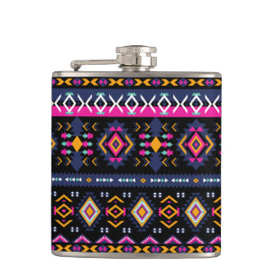 Colourful Aztec Hip Flask