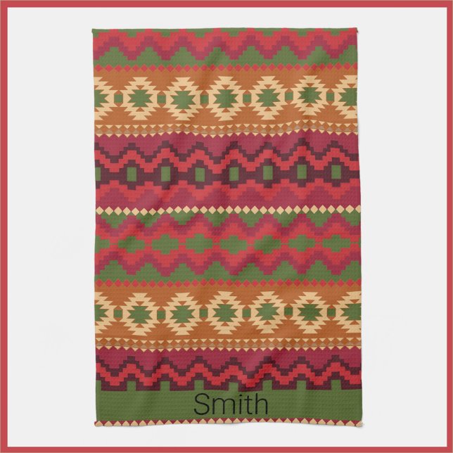Colourful Aztec Inspired Tea Towel (Bookmark my store! https://www.zazzle.com/store/capricepetit)