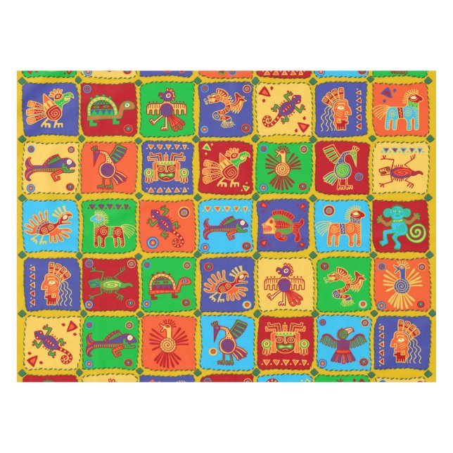 Colourful Aztec Mexican Animals Tablecloth (Front (Horizontal))