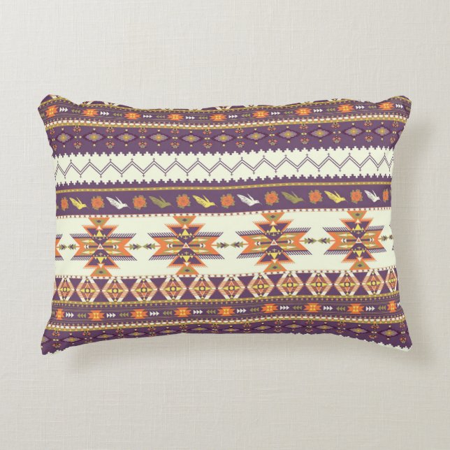 Colourful aztec pattern decorative cushion (Front)