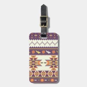Colourful aztec pattern luggage tag