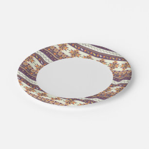 Colourful aztec pattern paper plate