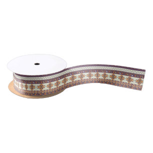 Colourful aztec pattern satin ribbon