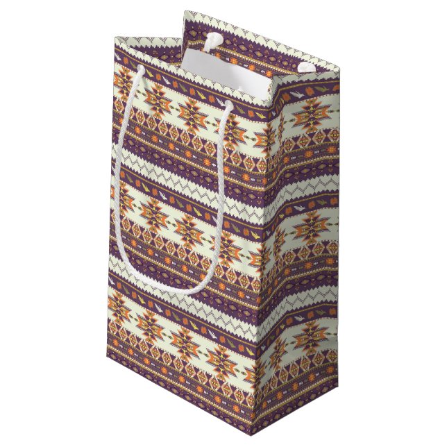 Colourful aztec pattern small gift bag (Back Angled)